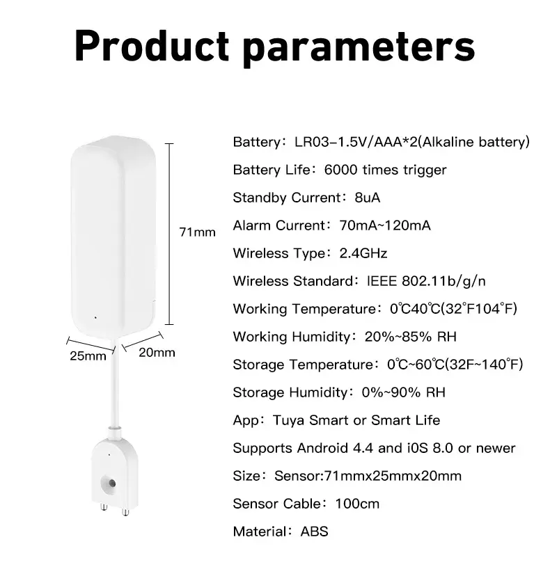 Tuya Smart WIFI Water Leakage Sensor Alarm - DomoSpace