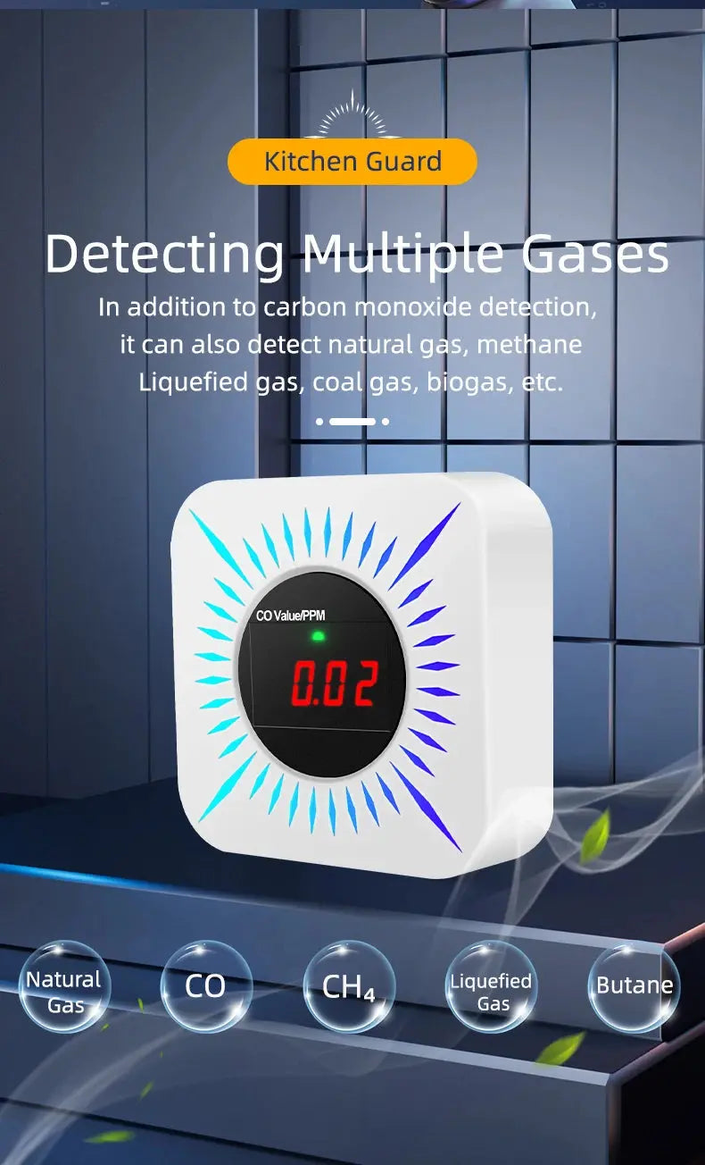 Tuya Smart WiFi Zigbee Gas carbon monoxide Detector Multifunctional Alarm 80DB Alarm APP Wireless Control Smart Home Security - DomoSpace