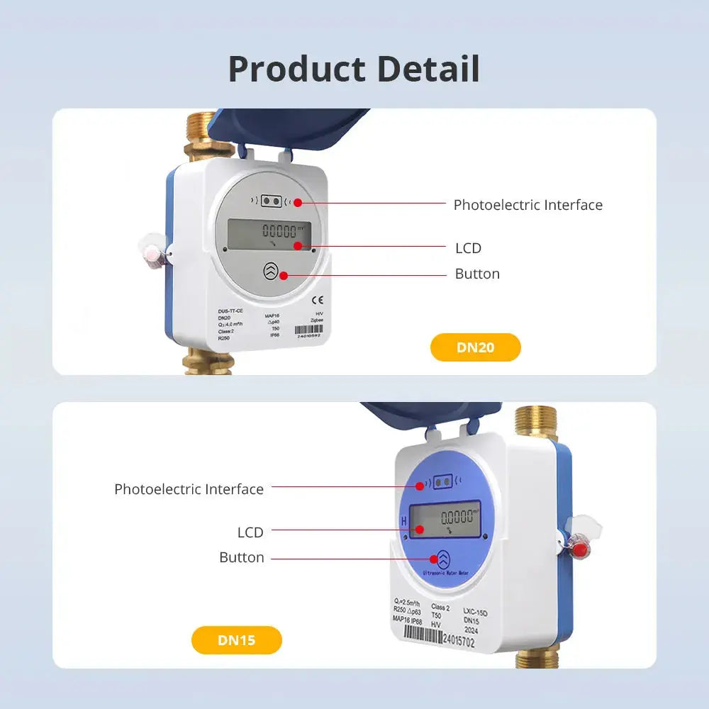 Tuya Smart Zigbee Ultrasonic Water Meter LCD Digital Display Water Quantity Flow Consumption Measurement IP68 Smart Life App - DomoSpace