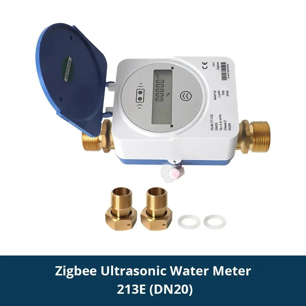 Tuya Smart Zigbee Ultrasonic Water Meter LCD Digital Display Water Quantity Flow Consumption Measurement IP68 Smart Life App - DomoSpace