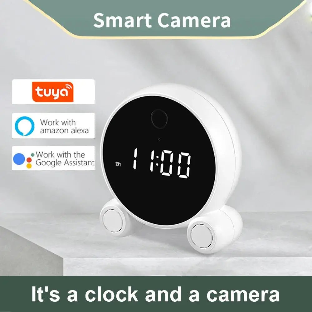 Tuya WiFi Alarm Clock Camera HD 1080P - Night Vision and Motion Detection for Home Security - DomoSpace