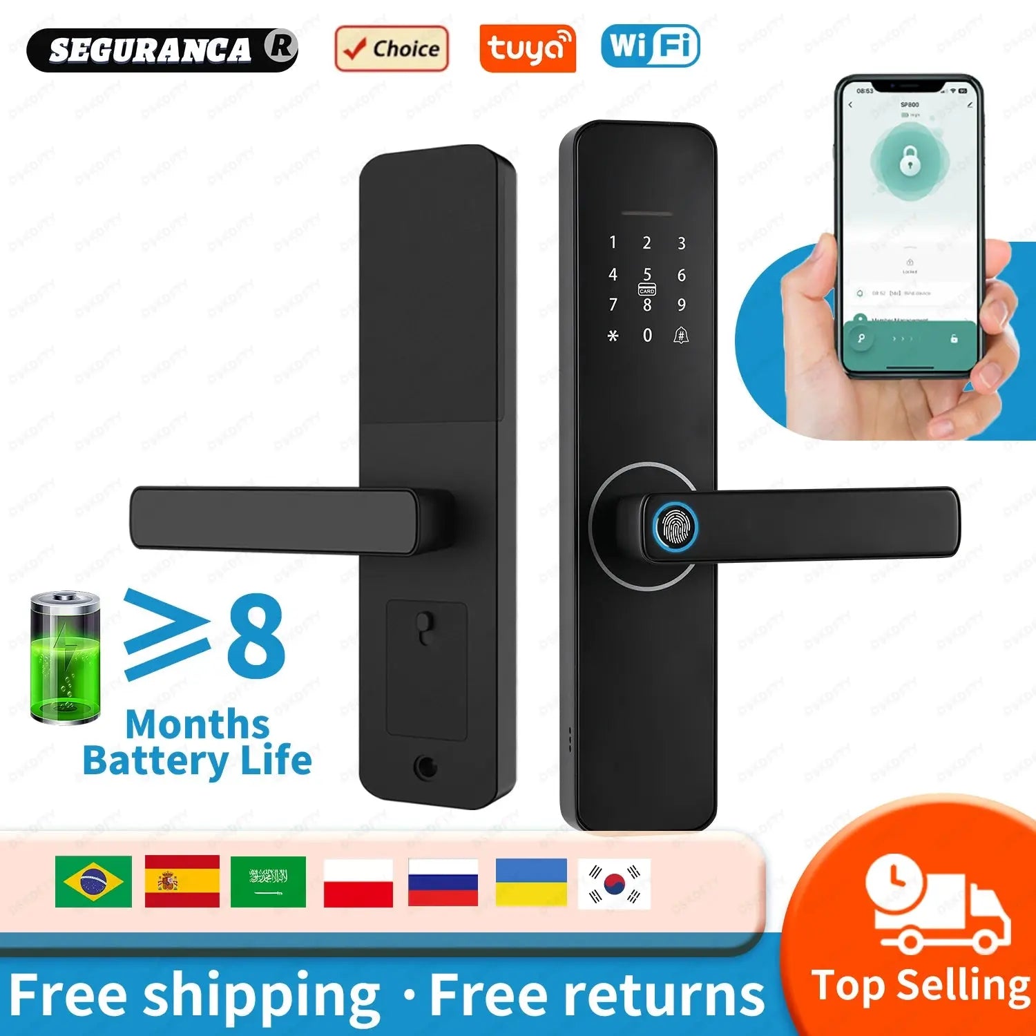 Tuya WiFi Smart Fingerprint Door Lock - DomoSpace