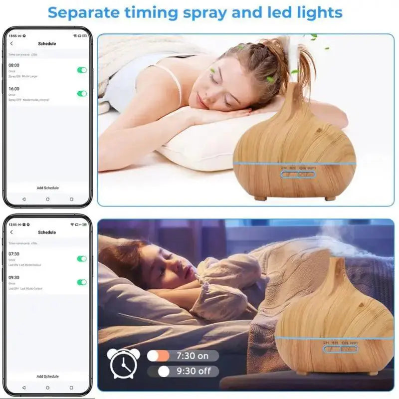 Tuya WiFi+Bluetooth Air Humidifier Aroma Diffuser Essential Oil Air Freshener Smart Life APP Control Work With Alexa Google Home - DomoSpace