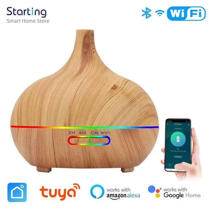 Tuya WiFi+Bluetooth Air Humidifier Aroma Diffuser Essential Oil Air Freshener Smart Life APP Control Work With Alexa Google Home - DomoSpace