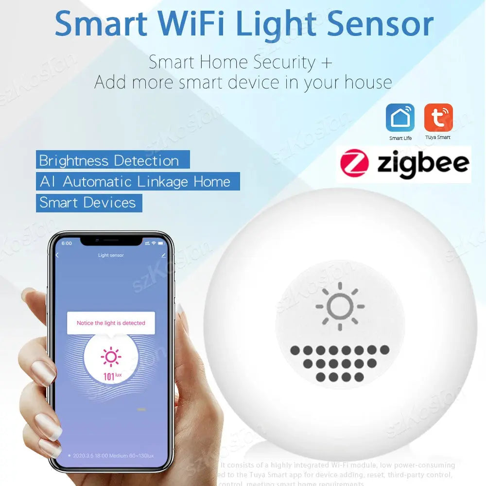 Tuya ZigBee Light Sensor Illumination Sensor Brightness Detector Smart Home Automation Linkage Control Work with Smart life APP - DomoSpace