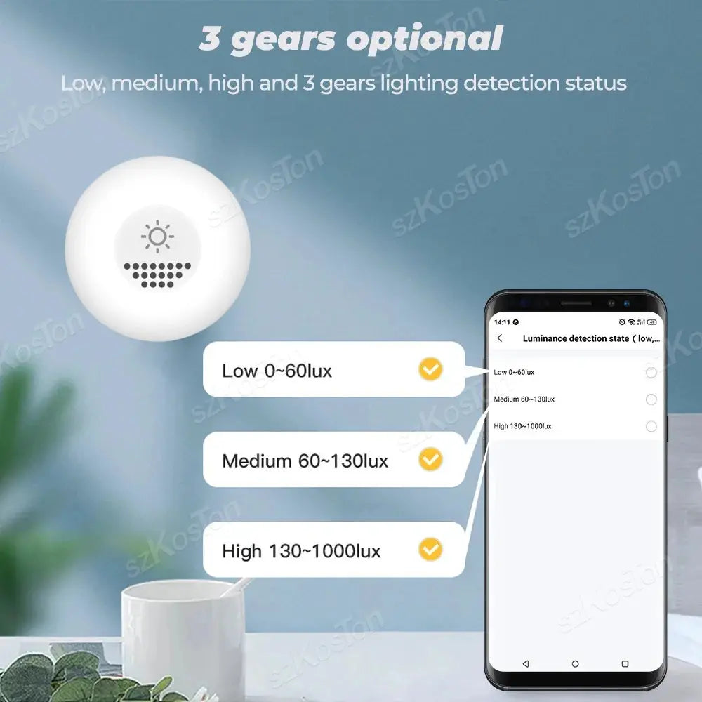 Tuya ZigBee Light Sensor Illumination Sensor Brightness Detector Smart Home Automation Linkage Control Work with Smart life APP - DomoSpace