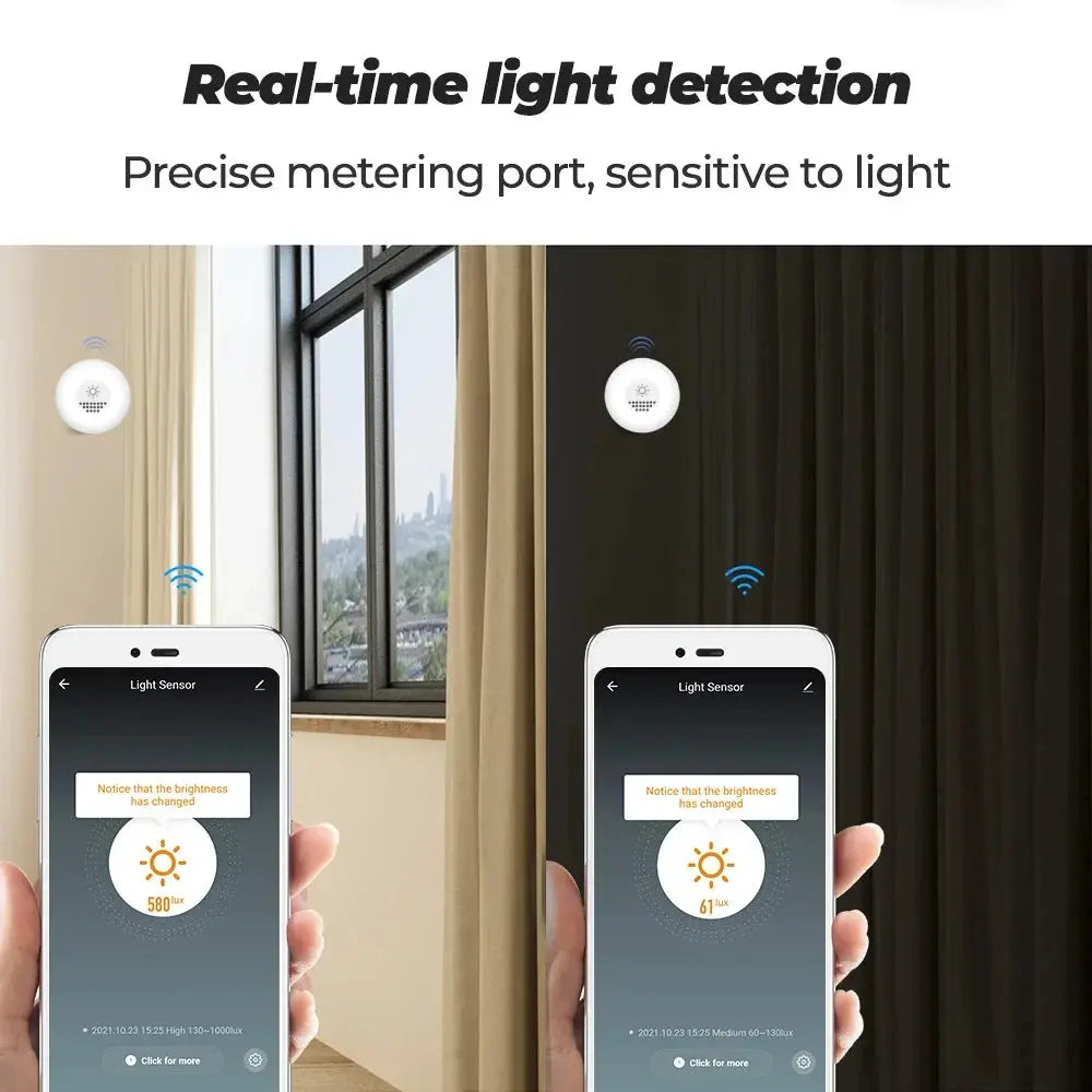 Tuya ZigBee Light Sensor Illumination Sensor Brightness Detector Smart Home Automation Linkage Control Work with Smart life APP - DomoSpace