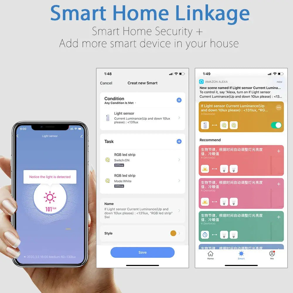 Tuya ZigBee Light Sensor Illumination Sensor Brightness Detector Smart Home Automation Linkage Control Work with Smart life APP - DomoSpace