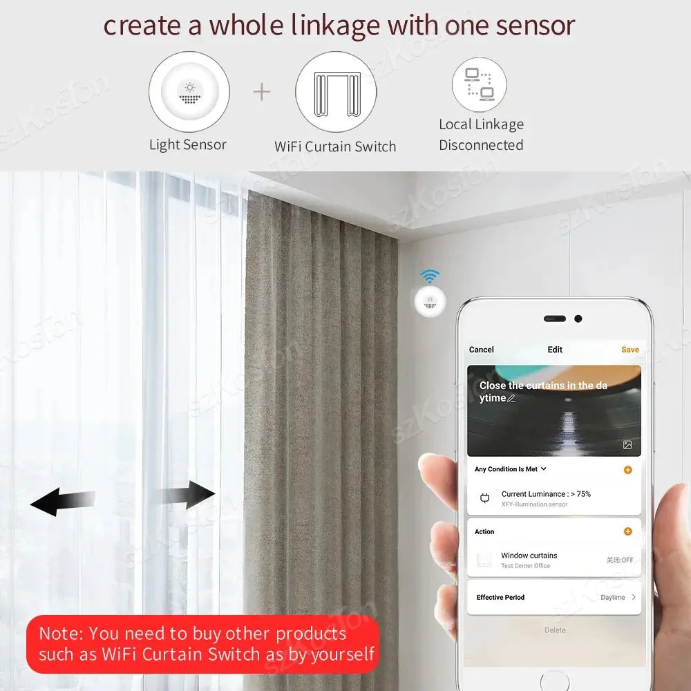 Tuya ZigBee Light Sensor Illumination Sensor Brightness Detector Smart Home Automation Linkage Control Work with Smart life APP - DomoSpace