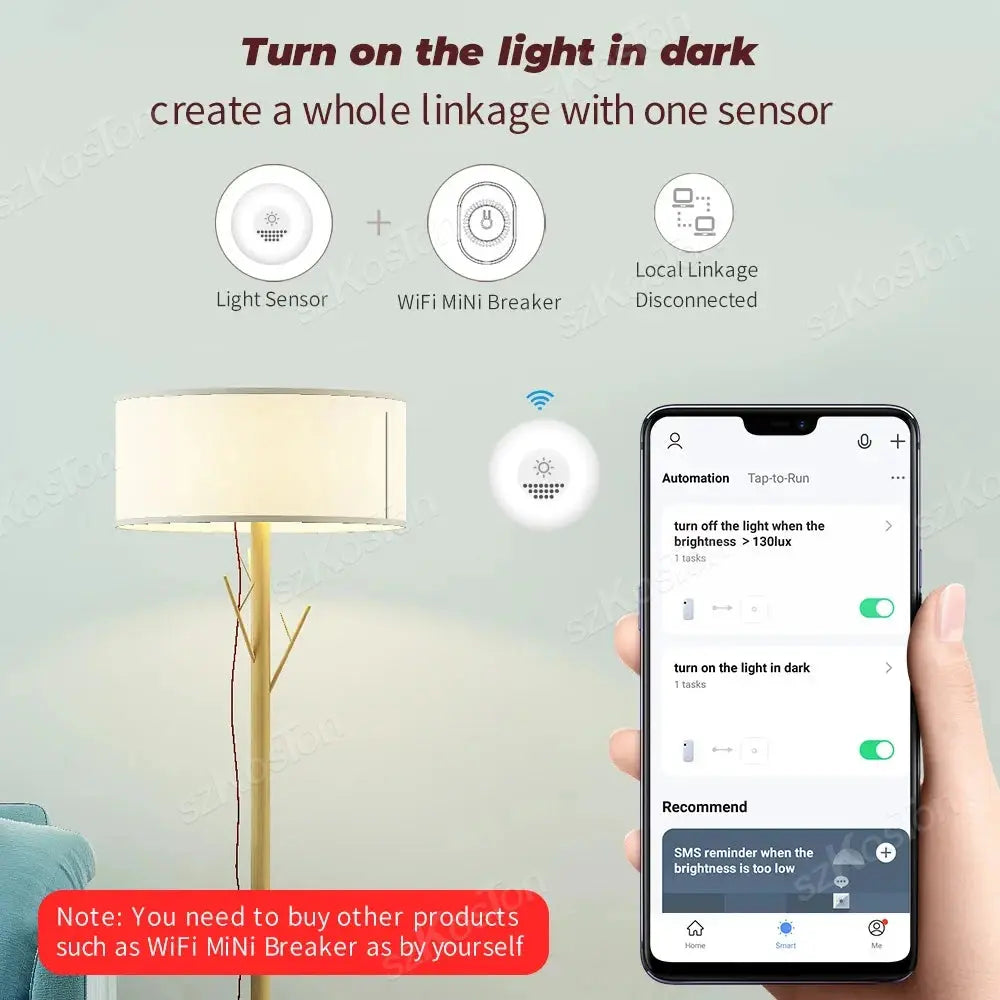 Tuya ZigBee Light Sensor Illumination Sensor Brightness Detector Smart Home Automation Linkage Control Work with Smart life APP - DomoSpace