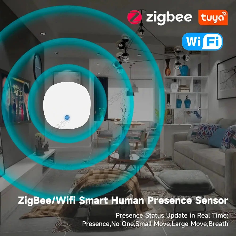 Tuya Zigbee Human Presence Detector WiFi Smart Life MmWave Radar Motion Sensor With Luminance Distance Detect Monitor Breathing - DomoSpace