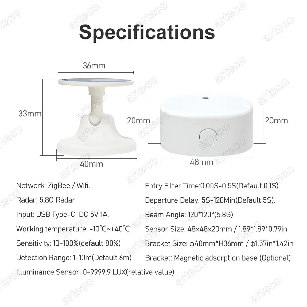 Tuya Zigbee Human Presence Detector WiFi Smart Life MmWave Radar Motion Sensor With Luminance Distance Detect Monitor Breathing - DomoSpace