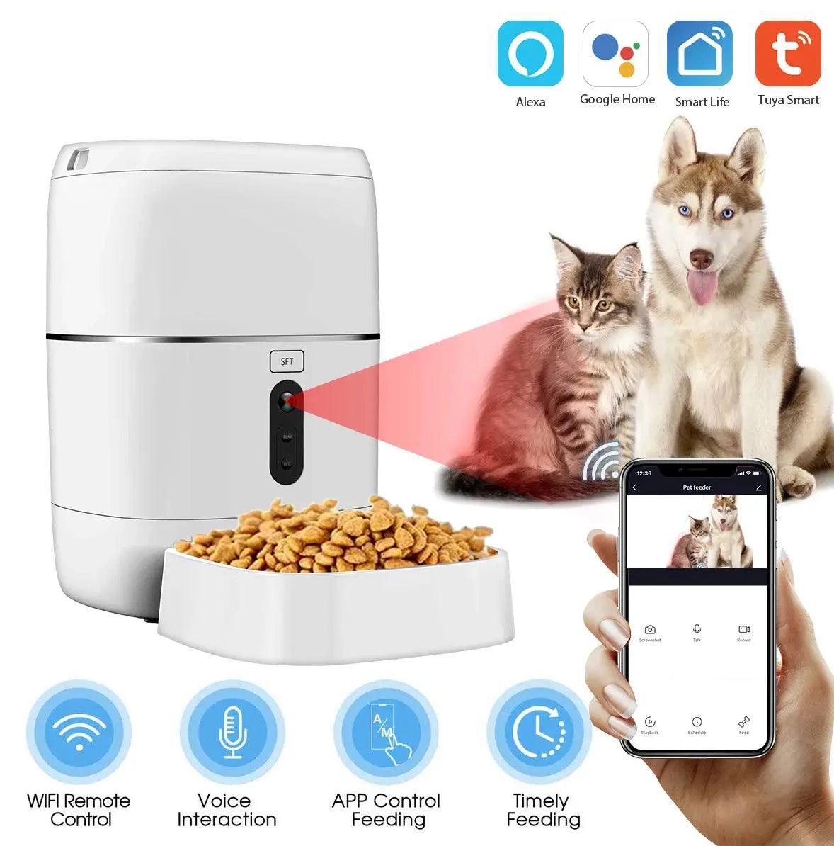 Tuya smart automatic pet feeder wifi video version pet feeder automatic cycle Tuya feeder - DomoSpace