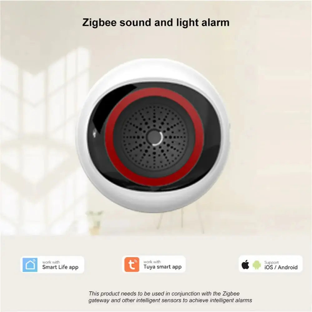 Tuya Zigbee 100DB Smart Sound And Light Alarm Two-in-one Sensor Battery / Usb Dual Power Intelligent Linkage For Smart Life - DomoSpace