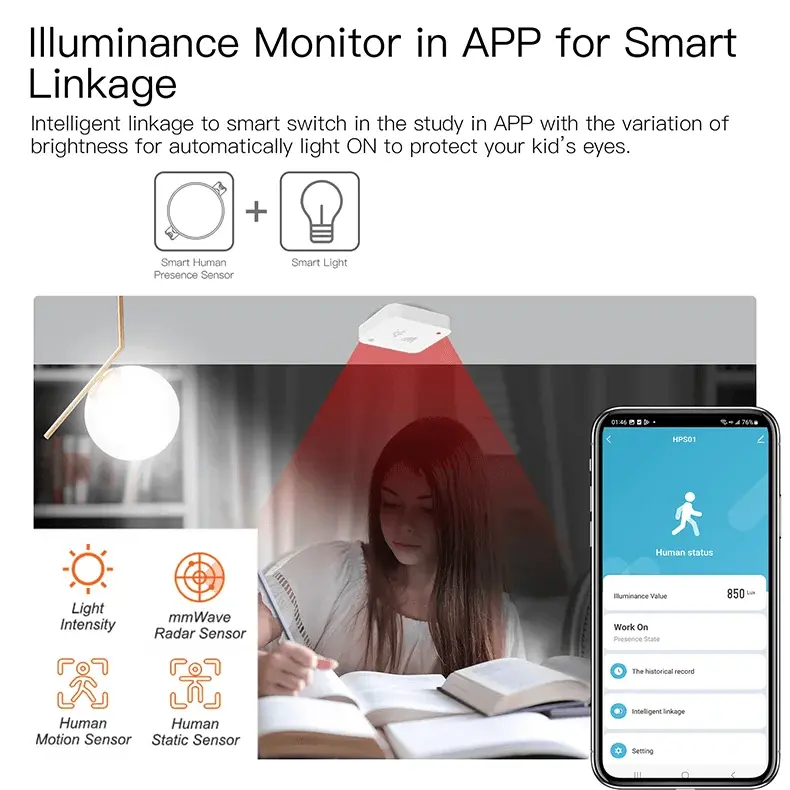 Wave Radar Detector With Luminance Sensor - DomoSpace