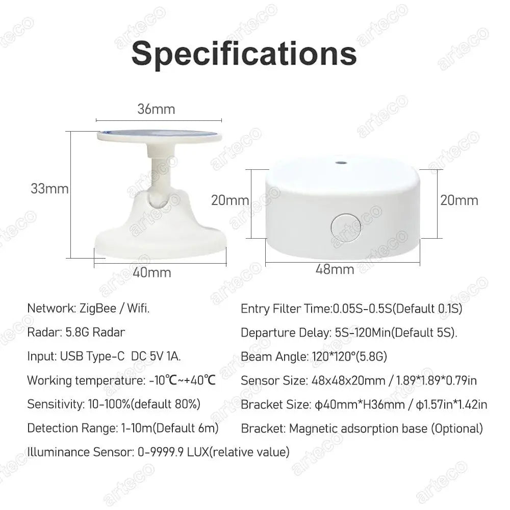 Wave Radar Motion Sensor With Luminance Distance "motion detection" - DomoSpace