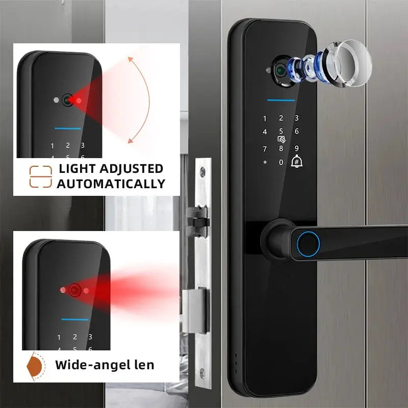 XSDTS Tuya WiFi Smart Door Lock with Fingerprint Camera - DomoSpace