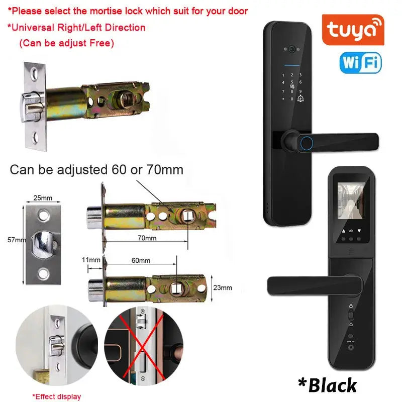 XSDTS Tuya WiFi Smart Door Lock with Fingerprint Camera - DomoSpace