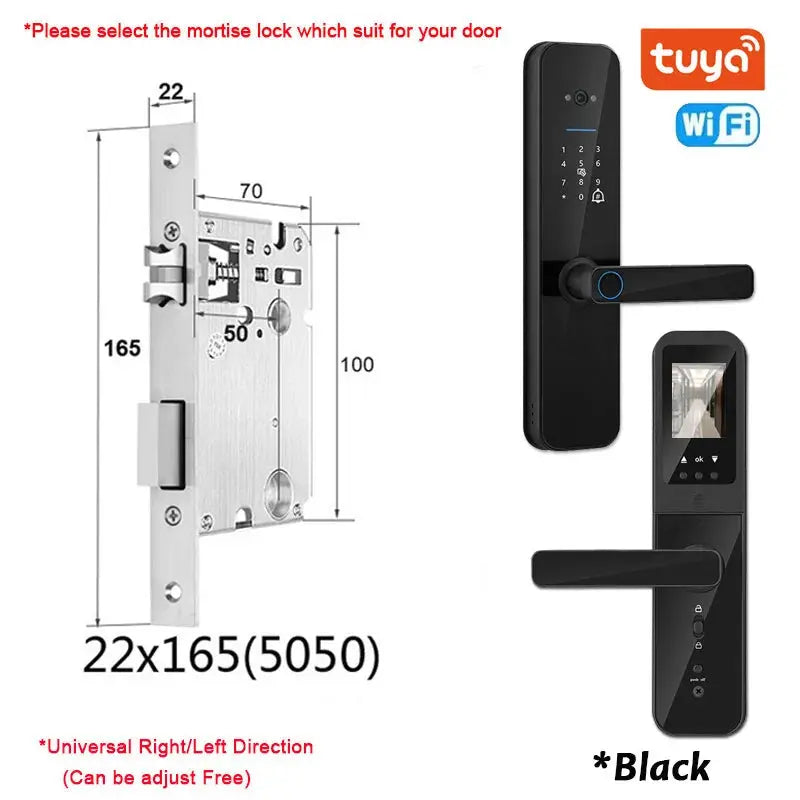 XSDTS Tuya WiFi Smart Door Lock with Fingerprint Camera - DomoSpace