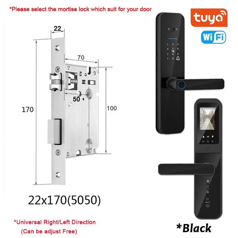 XSDTS Tuya WiFi Smart Door Lock with Fingerprint Camera - DomoSpace