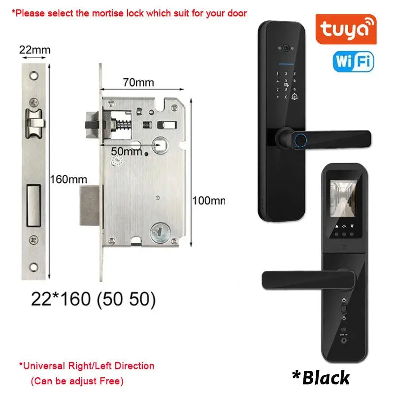 XSDTS Tuya WiFi Smart Door Lock with Fingerprint Camera - DomoSpace