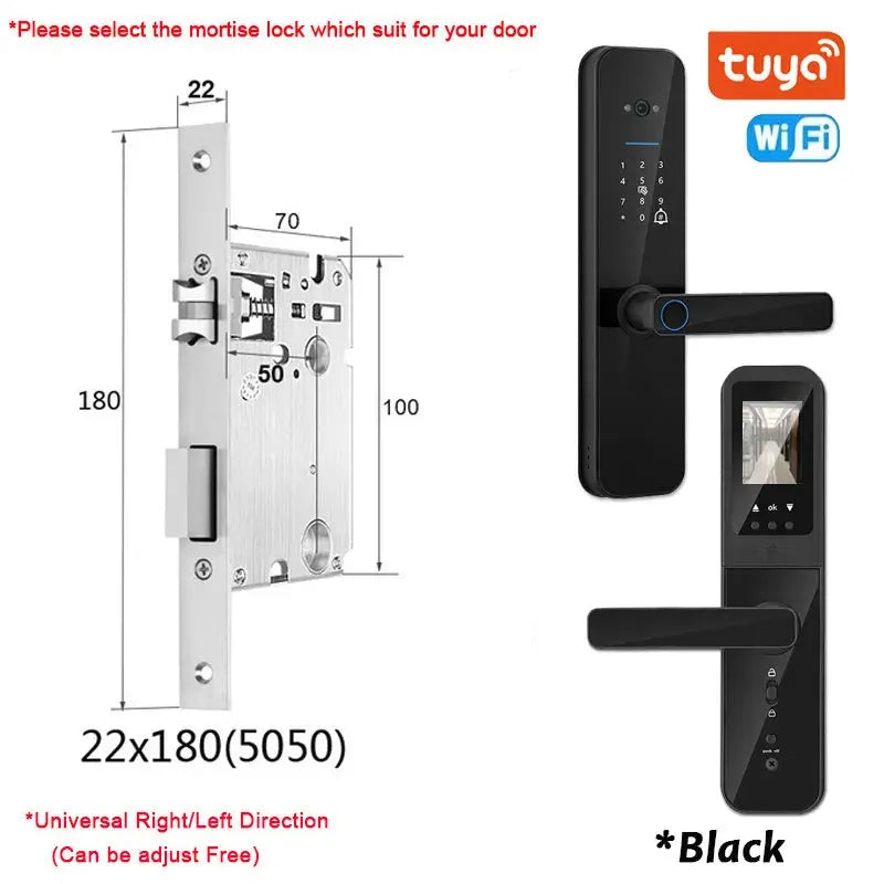 XSDTS Tuya WiFi Smart Door Lock with Fingerprint Camera - DomoSpace