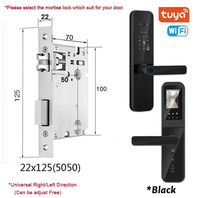 XSDTS Tuya WiFi Smart Door Lock with Fingerprint Camera - DomoSpace