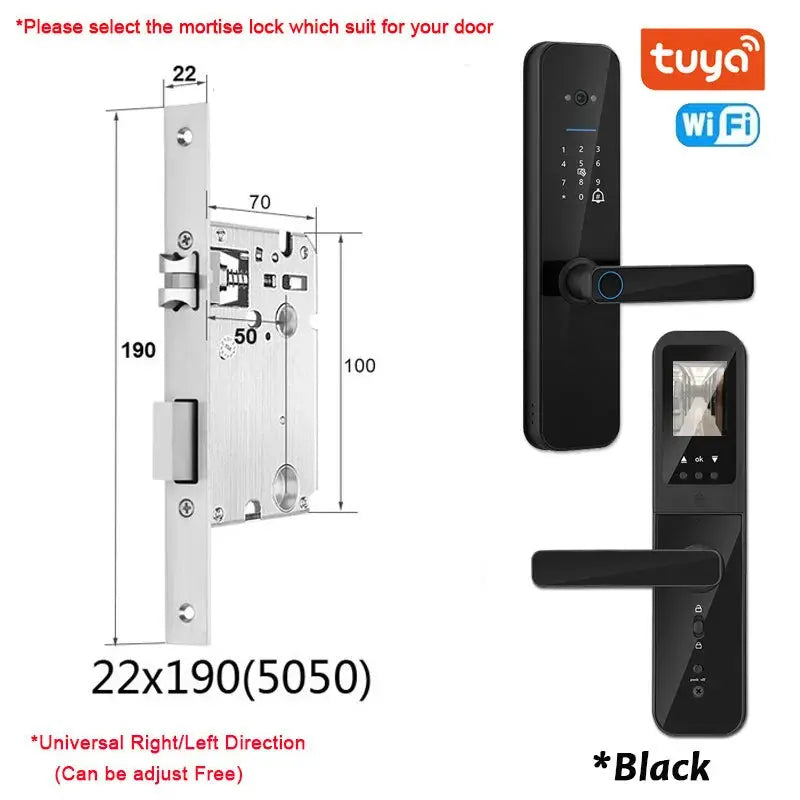 XSDTS Tuya WiFi Smart Door Lock with Fingerprint Camera - DomoSpace