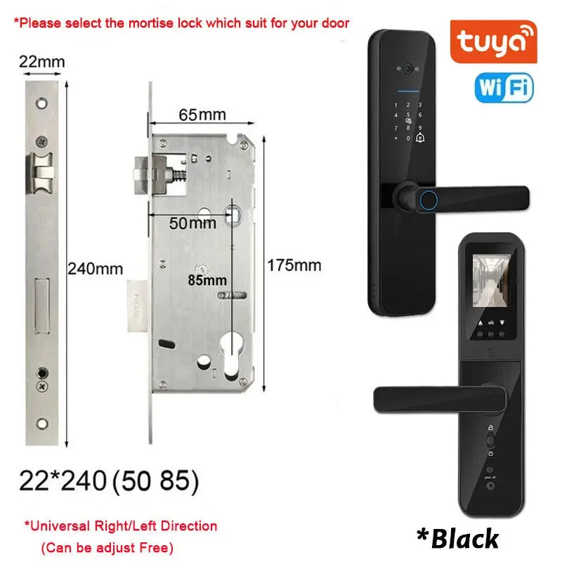 XSDTS Tuya WiFi Smart Door Lock with Fingerprint Camera - DomoSpace