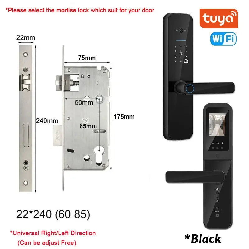 XSDTS Tuya WiFi Smart Door Lock with Fingerprint Camera - DomoSpace