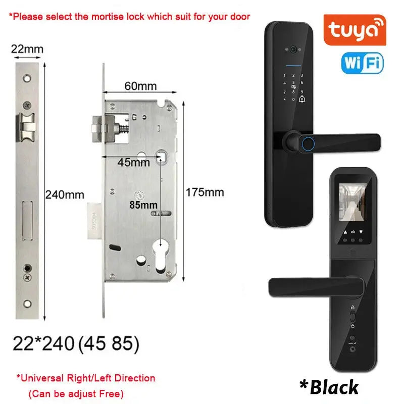 XSDTS Tuya WiFi Smart Door Lock with Fingerprint Camera - DomoSpace