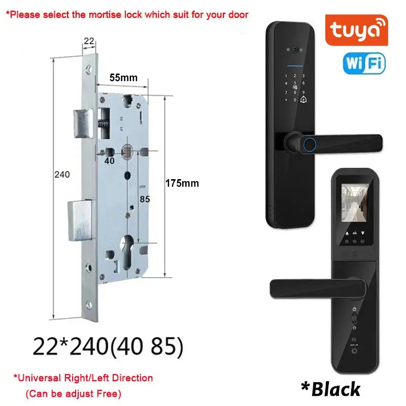 XSDTS Tuya WiFi Smart Door Lock with Fingerprint Camera - DomoSpace