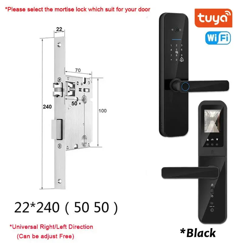 XSDTS Tuya WiFi Smart Door Lock with Fingerprint Camera - DomoSpace