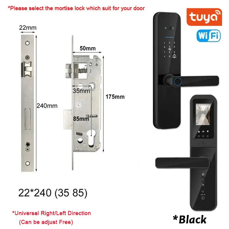 XSDTS Tuya WiFi Smart Door Lock with Fingerprint Camera - DomoSpace