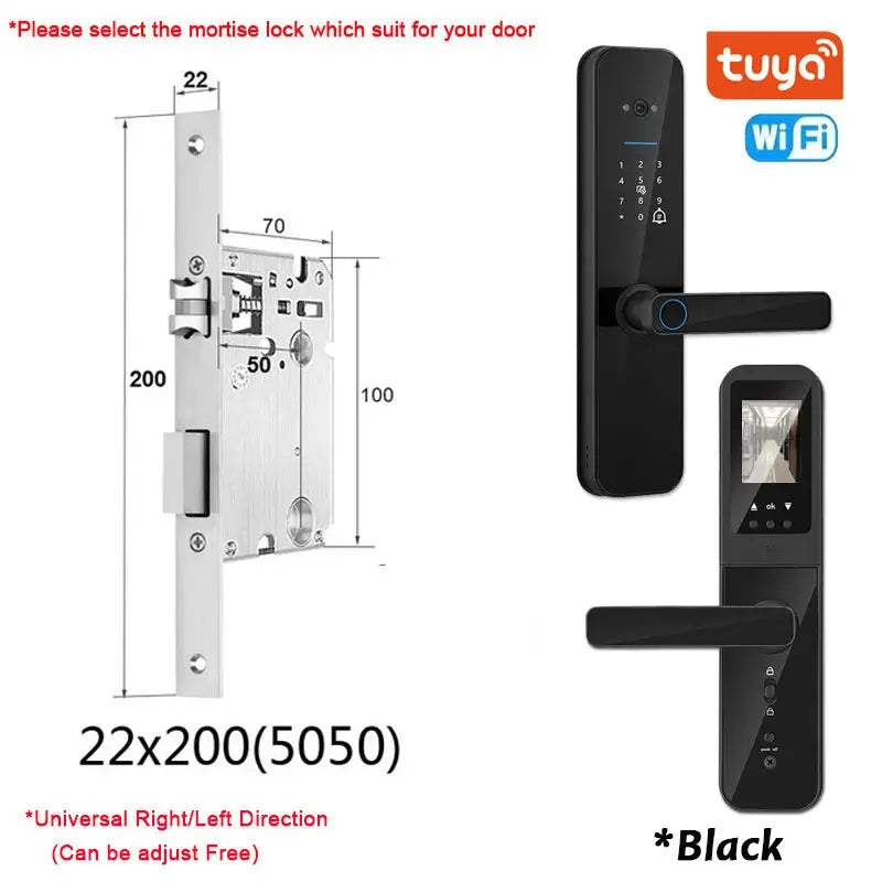 XSDTS Tuya WiFi Smart Door Lock with Fingerprint Camera - DomoSpace