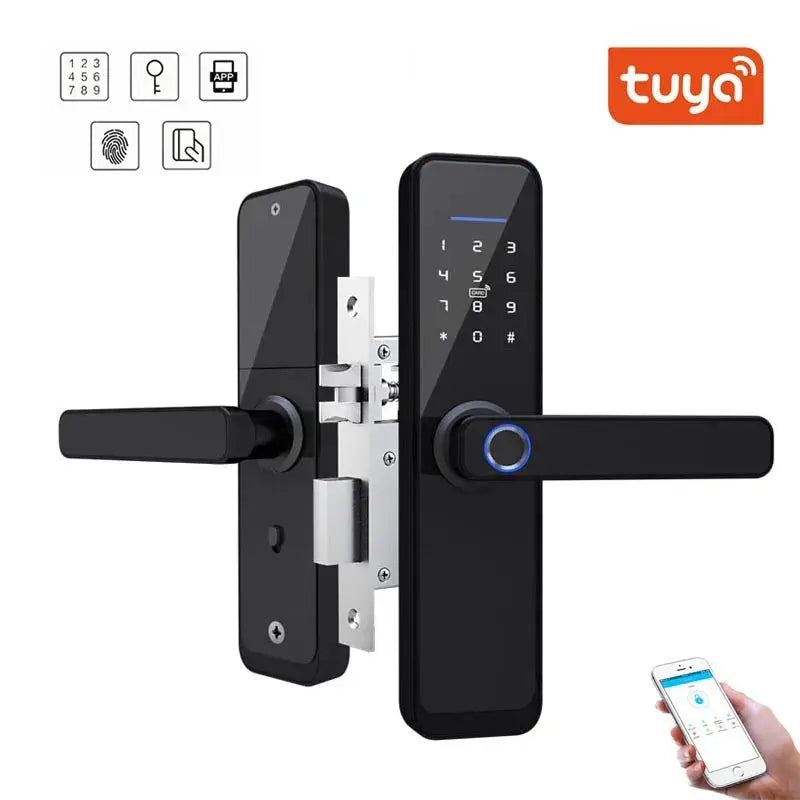 Zemismart Tuya Fingerprint Lock WiFi Smart Intelligent Security Door Lock APP Password RFID Unlock Electronic Lock for Hotels - DomoSpace