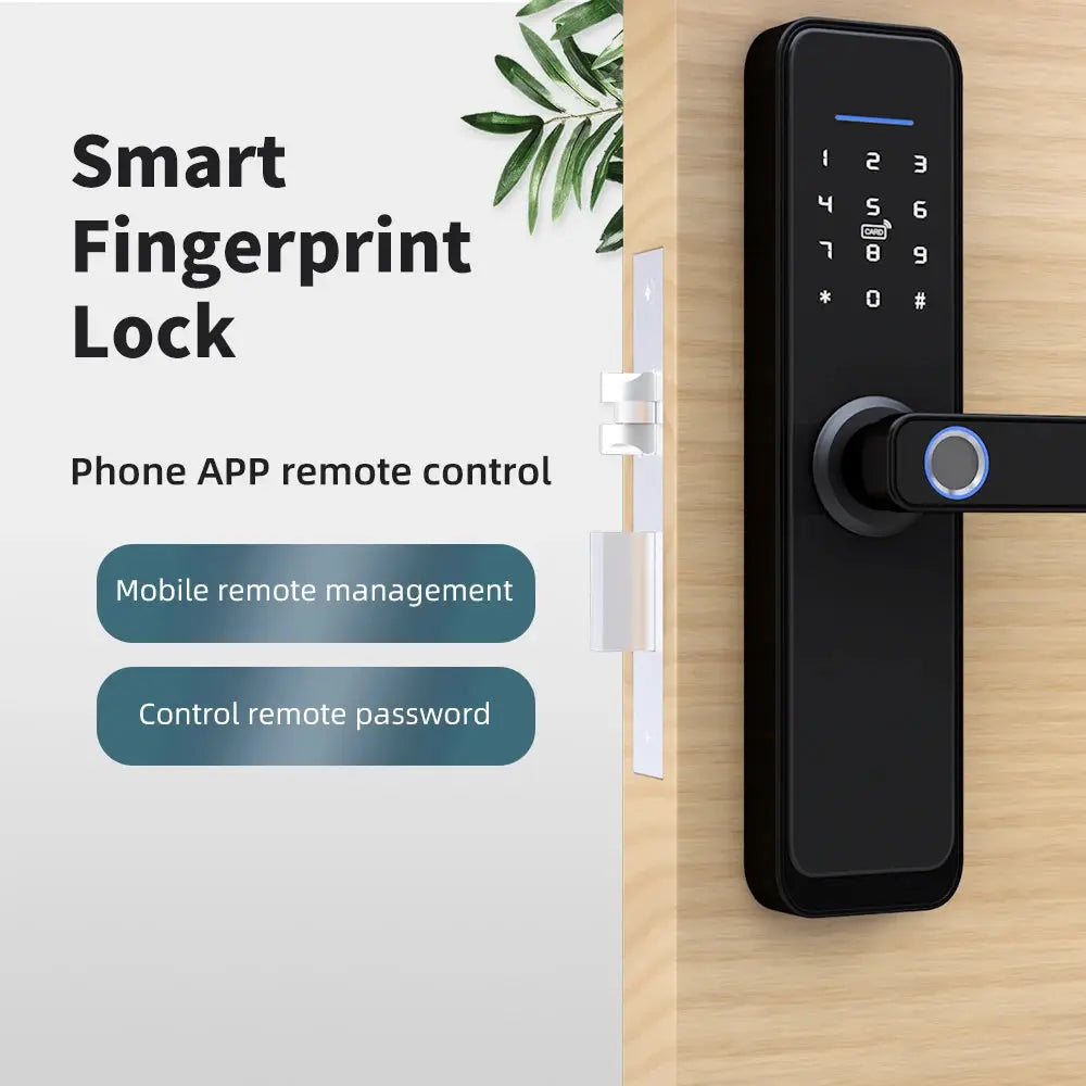 Zemismart Tuya Fingerprint Lock WiFi Smart Intelligent Security Door Lock APP Password RFID Unlock Electronic Lock for Hotels - DomoSpace