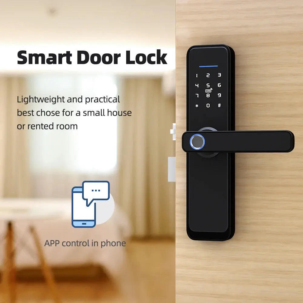 Zemismart Tuya Fingerprint Lock WiFi Smart Intelligent Security Door Lock APP Password RFID Unlock Electronic Lock for Hotels - DomoSpace