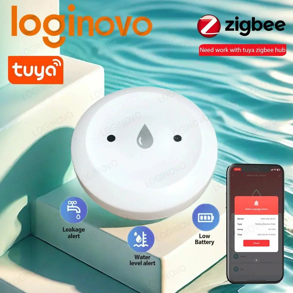 Zigbee Water Leak Sensor Tuya Smart Life Flood Leakage Immersion Sensor App Remote Monitoring Detector Work With Zigbee Gateway - DomoSpace