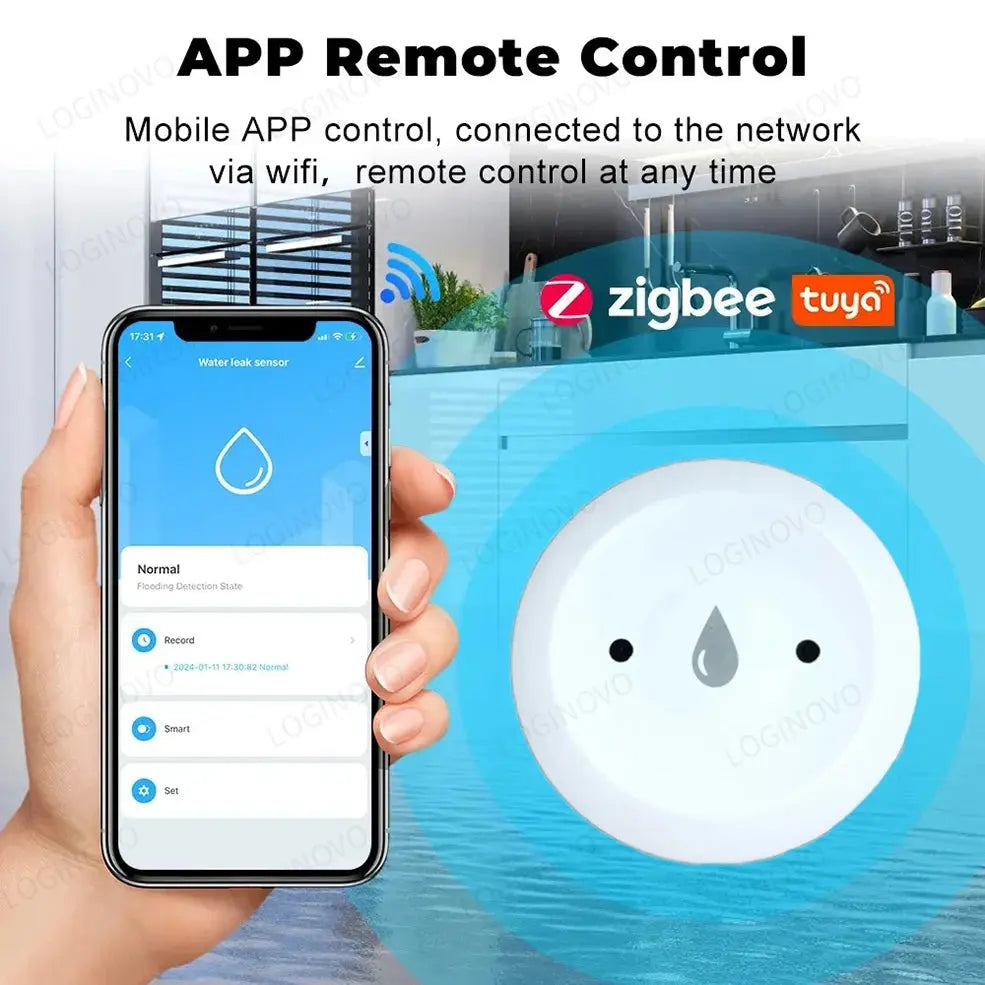 Zigbee Water Leak Sensor Tuya Smart Life Flood Leakage Immersion Sensor App Remote Monitoring Detector Work With Zigbee Gateway - DomoSpace