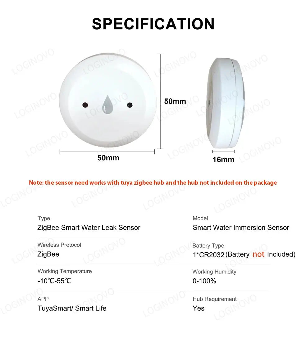 Zigbee Water Leak Sensor Tuya Smart Life Flood Leakage Immersion Sensor App Remote Monitoring Detector Work With Zigbee Gateway - DomoSpace